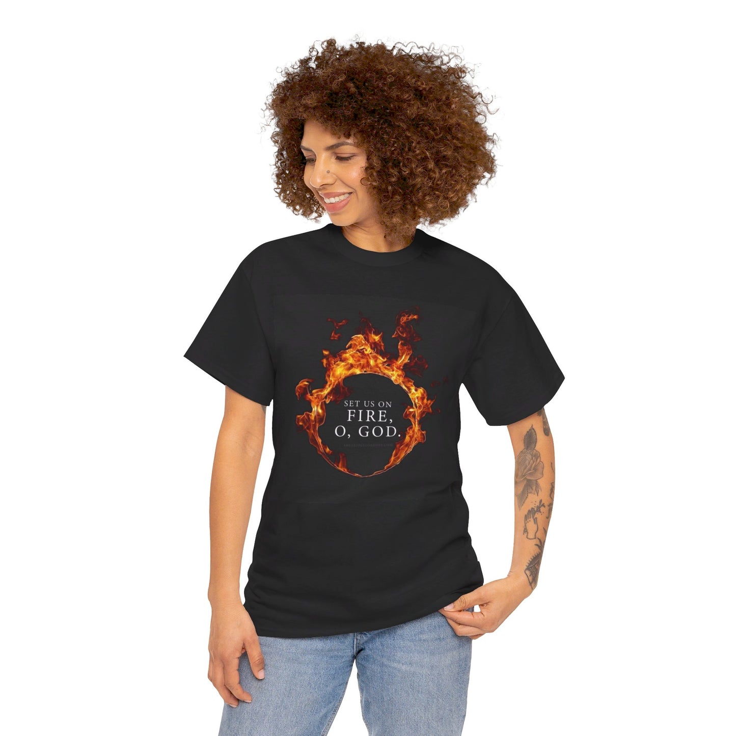 Set us on Fire O God Christian, Unisex Heavy Cotton Tee