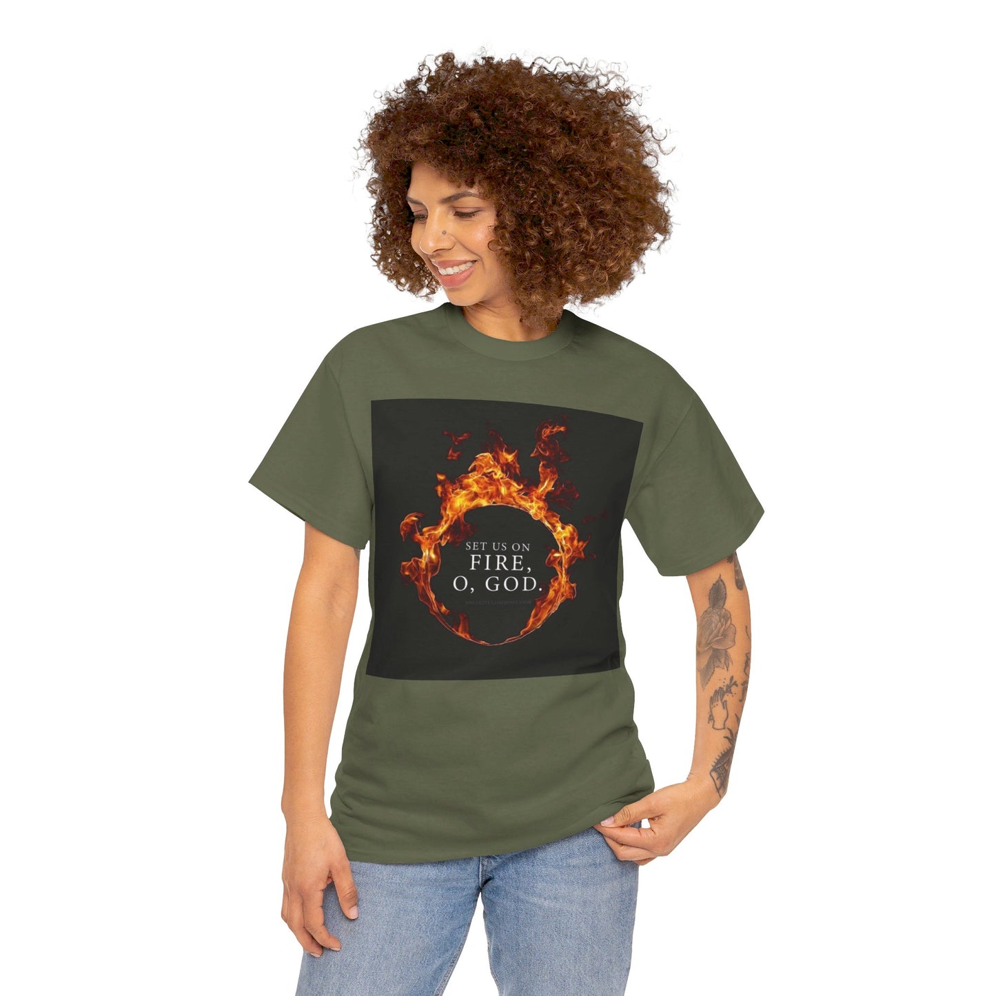 Set us on Fire O God Christian, Unisex Heavy Cotton Tee