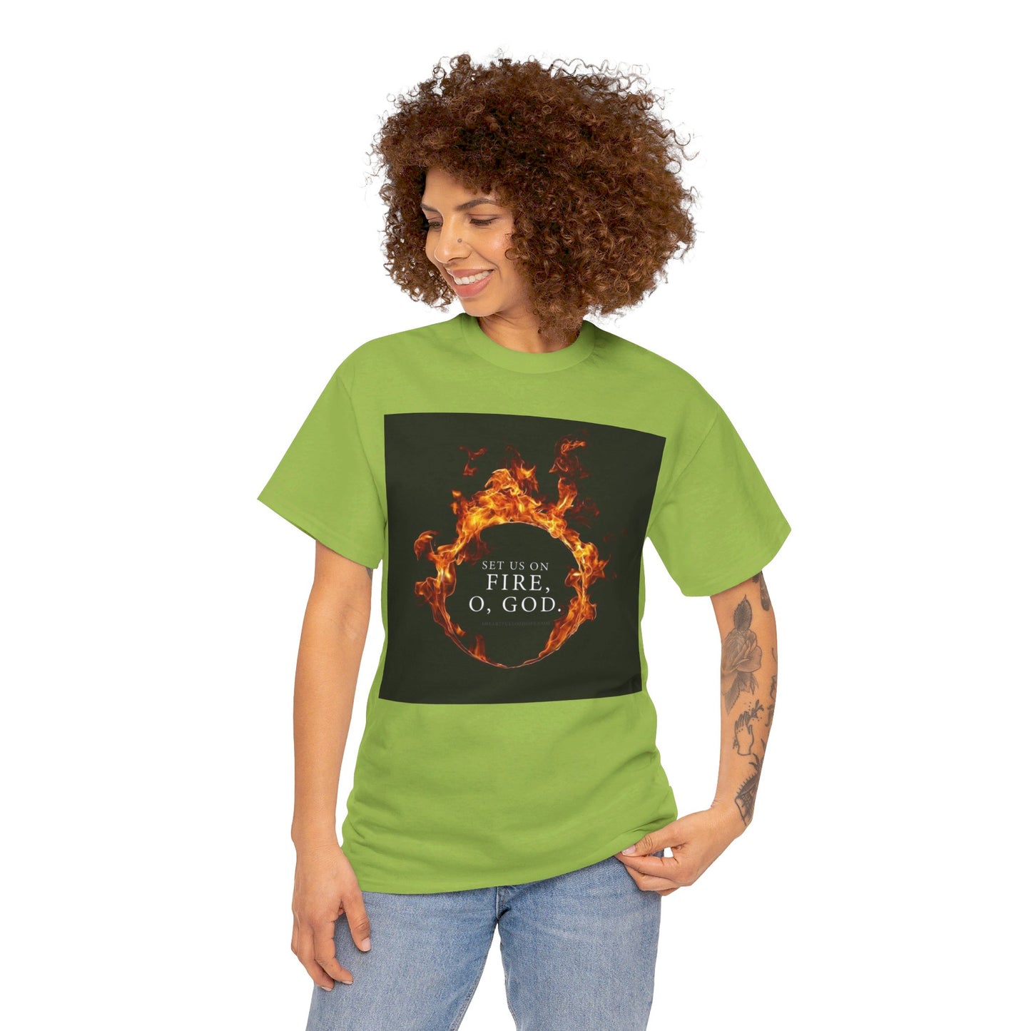 Set us on Fire O God Christian, Unisex Heavy Cotton Tee