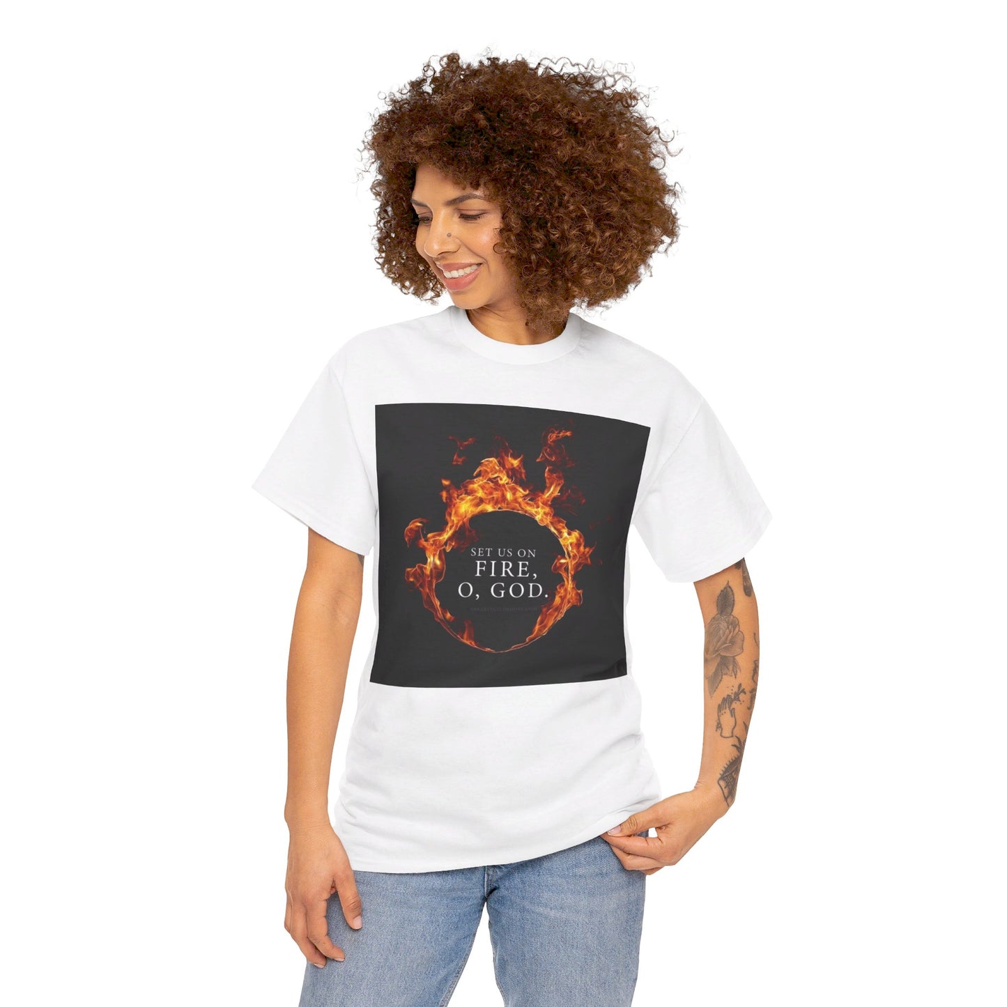 Set us on Fire O God Christian, Unisex Heavy Cotton Tee