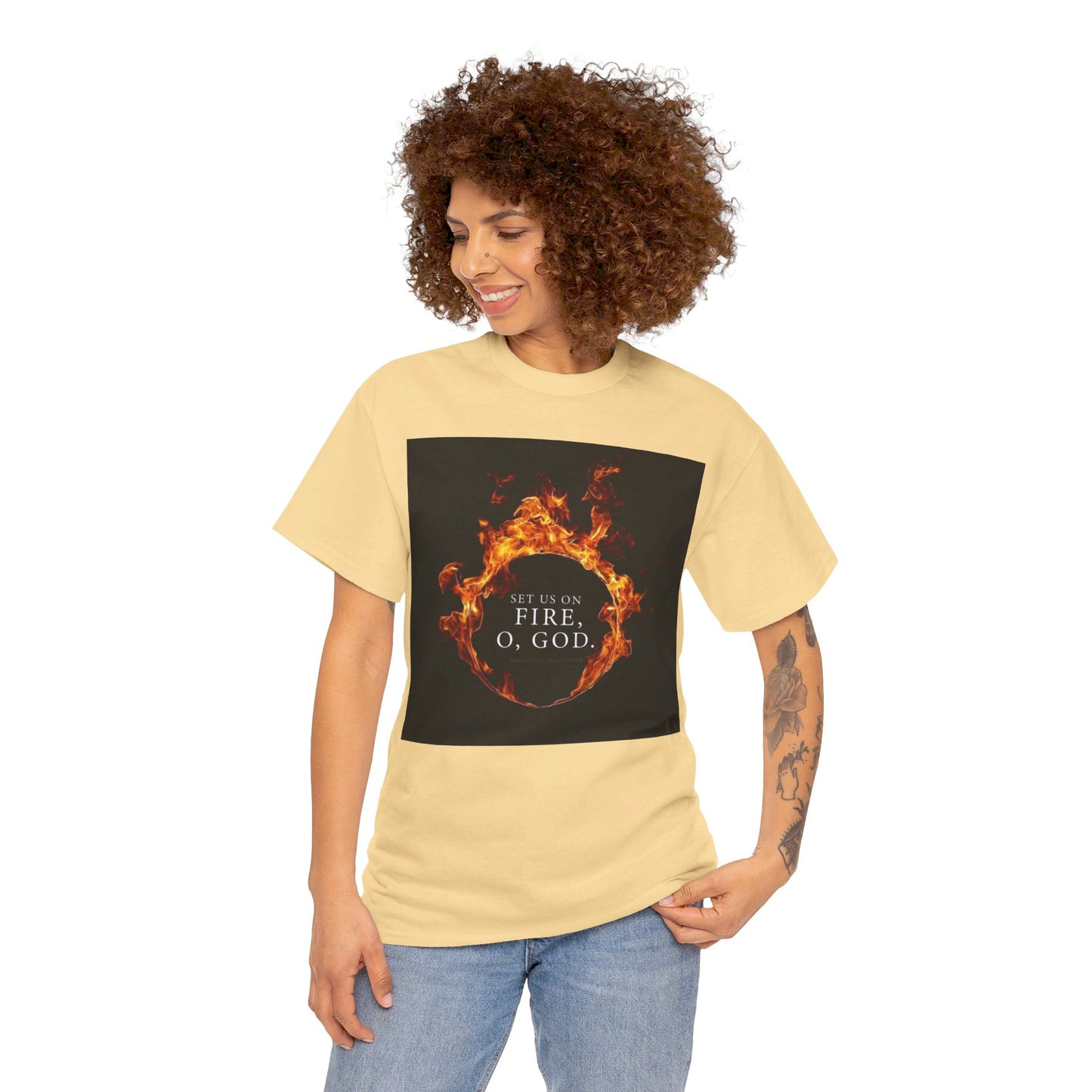Set us on Fire O God Christian, Unisex Heavy Cotton Tee