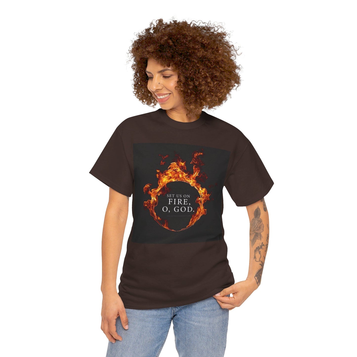Set us on Fire O God Christian, Unisex Heavy Cotton Tee