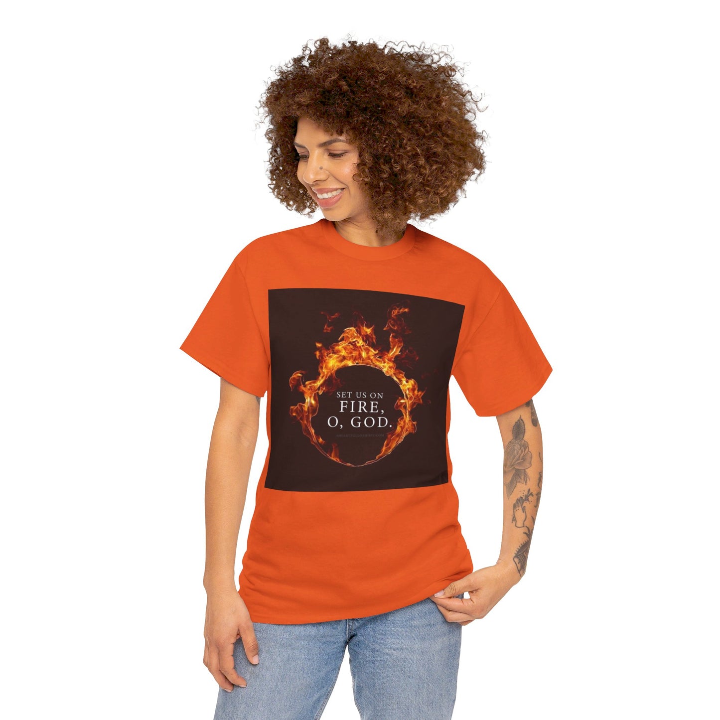 Set us on Fire O God Christian, Unisex Heavy Cotton Tee