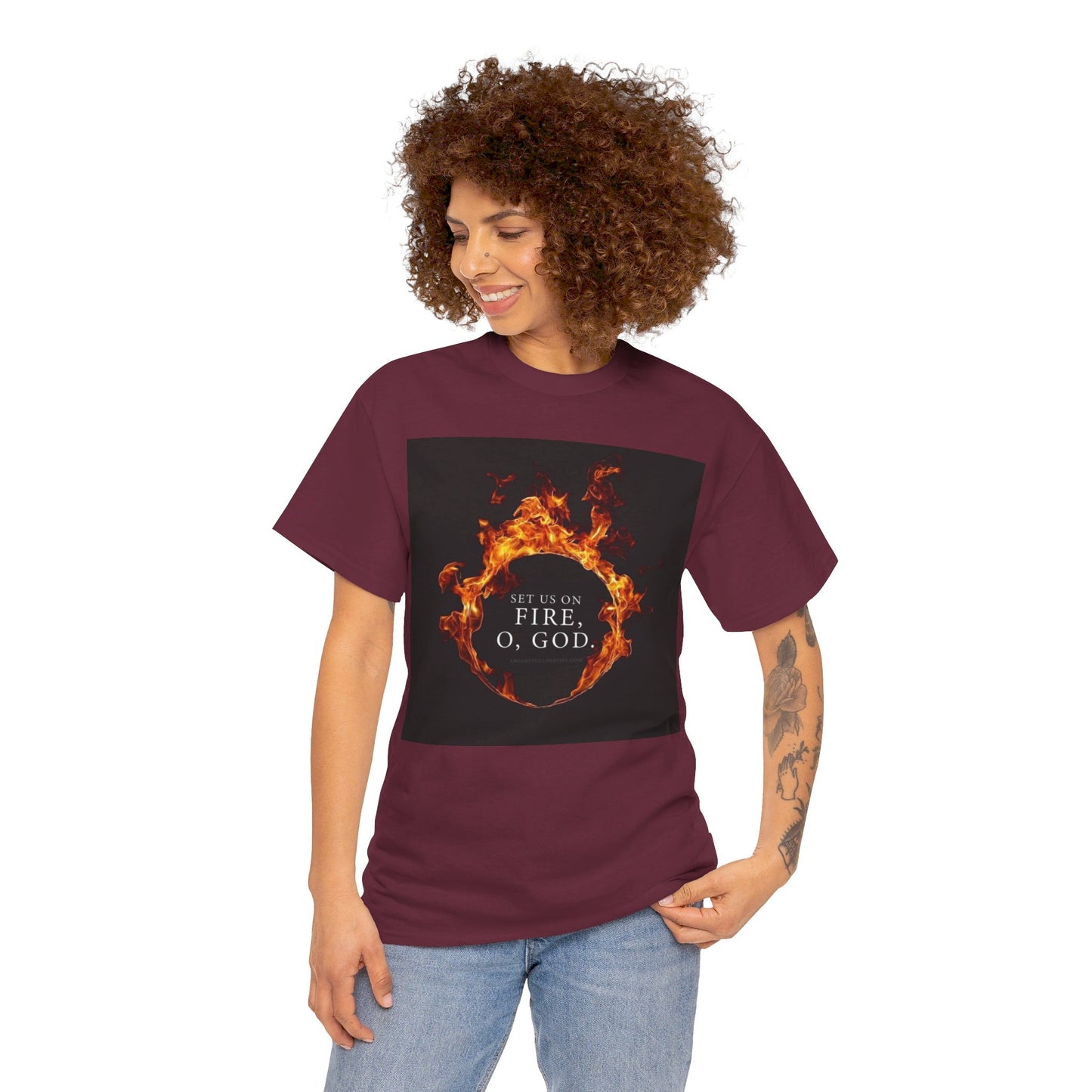 Set us on Fire O God Christian, Unisex Heavy Cotton Tee
