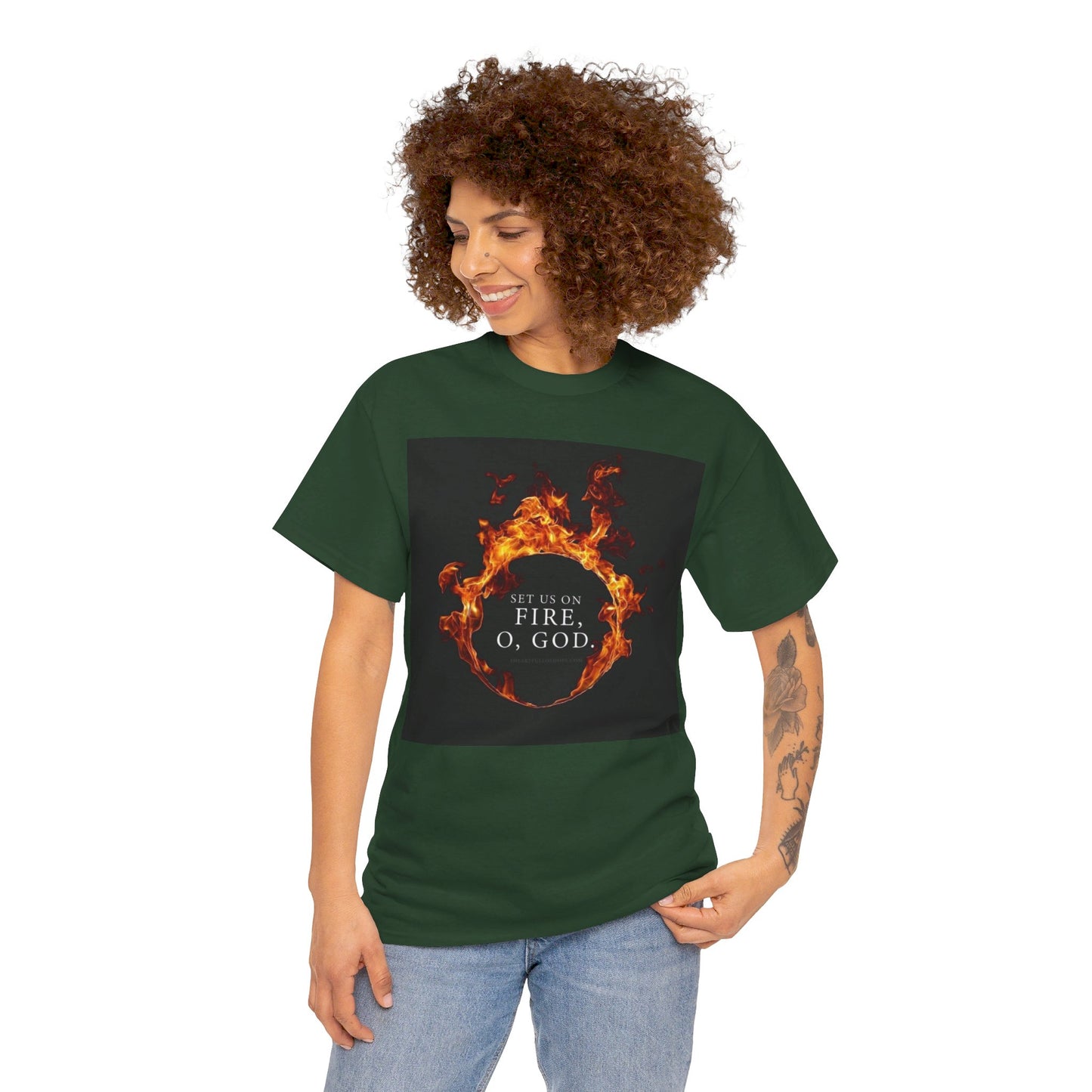 Set us on Fire O God Christian, Unisex Heavy Cotton Tee
