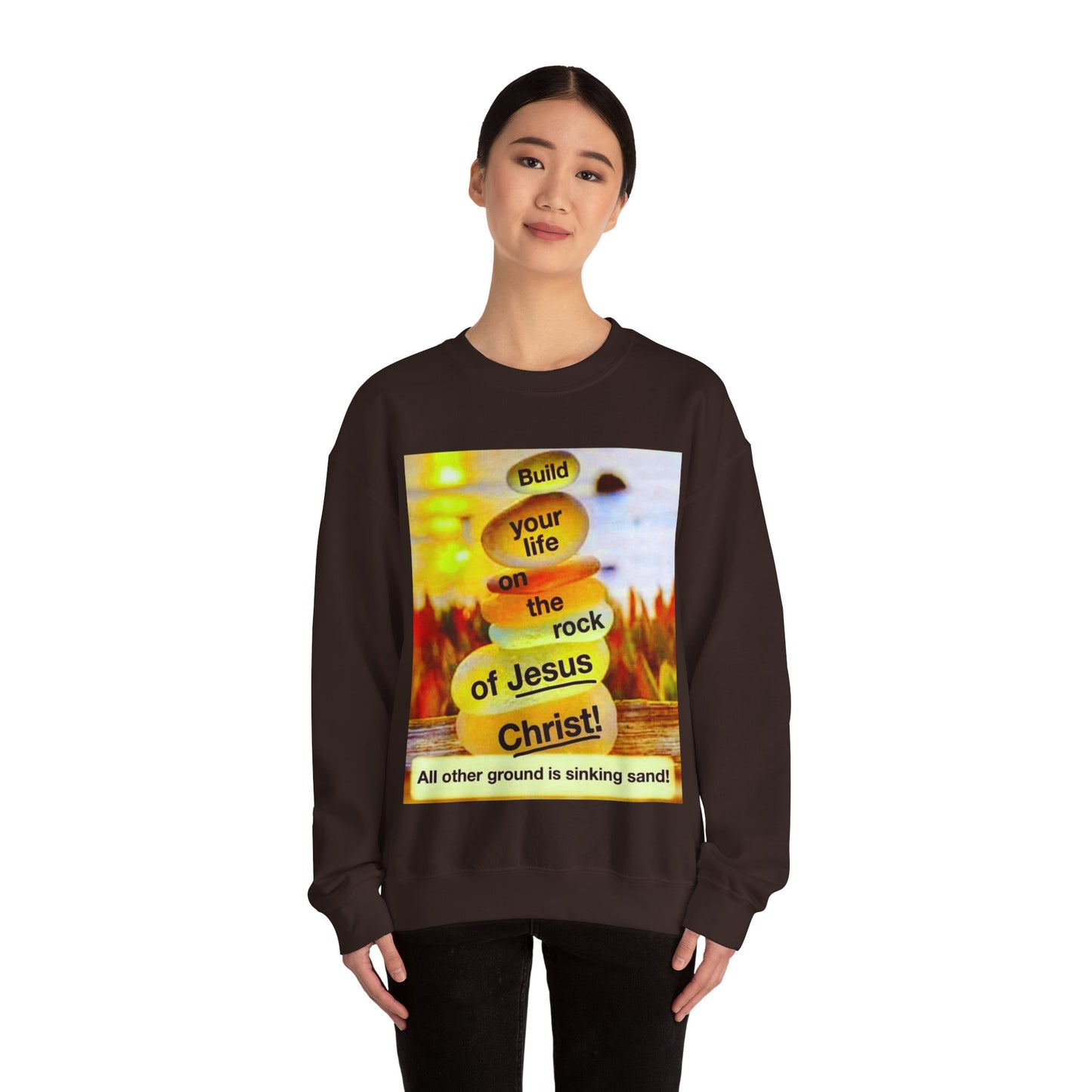 Build your life on the rock of Jesus Christ, Unisex Heavy Blend™ Crewneck Sweatshirt