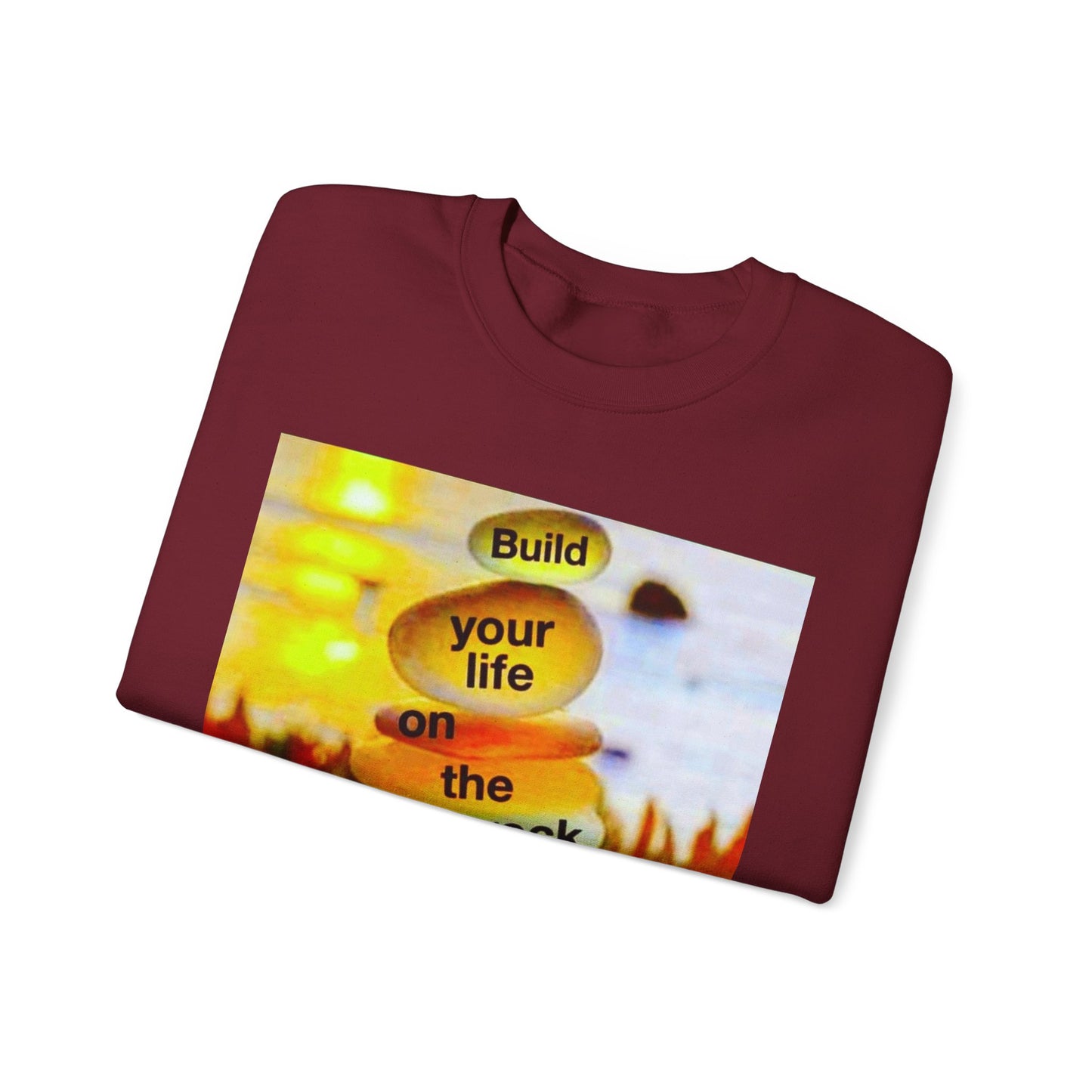 Build your life on the rock of Jesus Christ, Unisex Heavy Blend™ Crewneck Sweatshirt