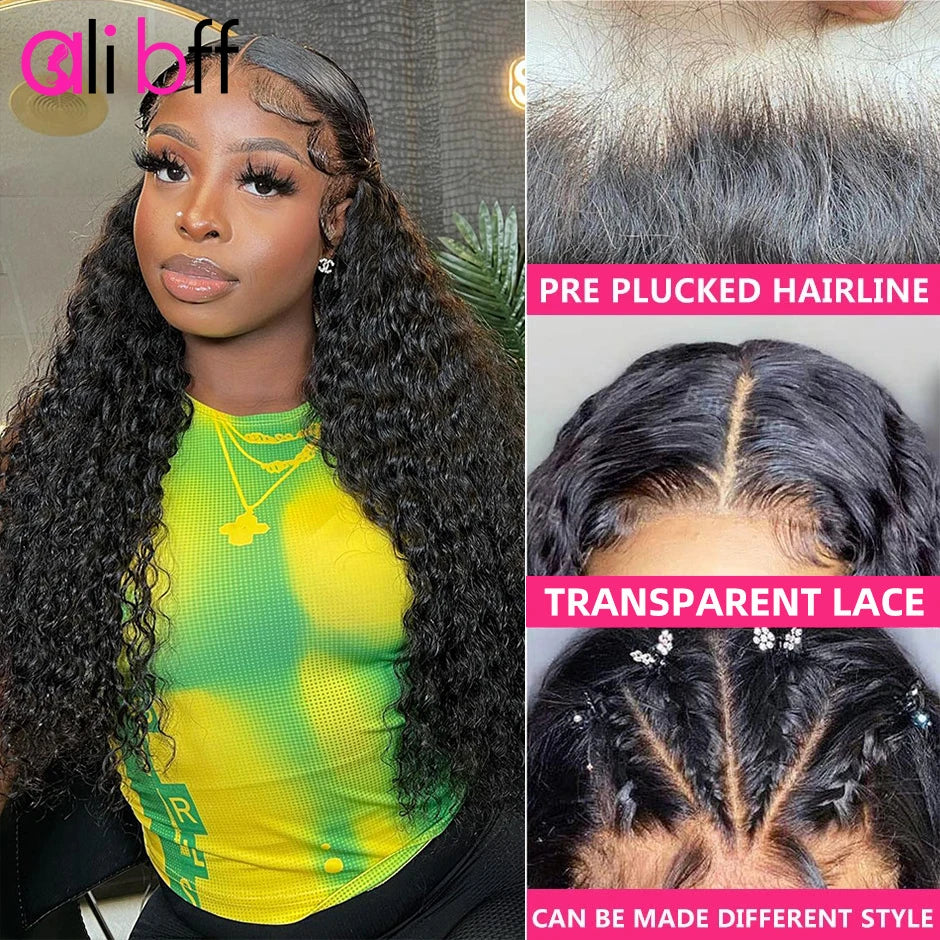 Deep Wave Frontal Wig Human Hair Lace Frontal Wig 13x4/13x6 HD Transparent Lace Front Wigs For Women Brazil Deep Curly Lace Wigs