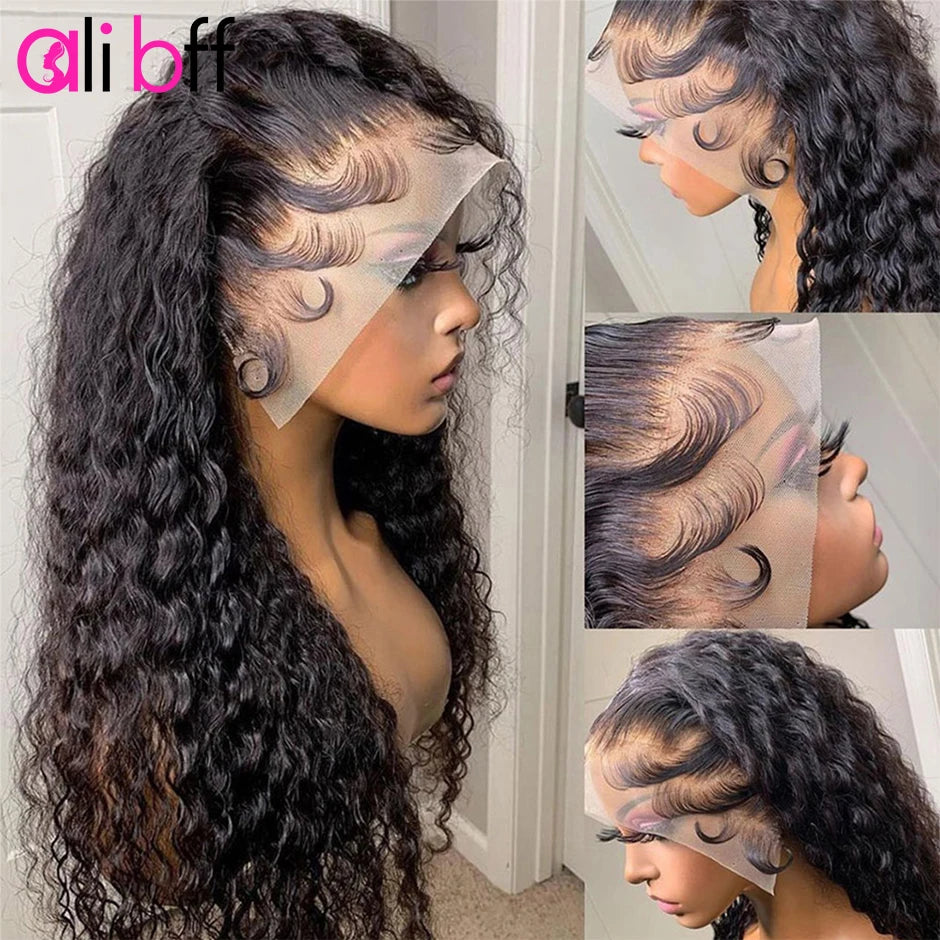 Deep Wave Frontal Wig Human Hair Lace Frontal Wig 13x4/13x6 HD Transparent Lace Front Wigs For Women Brazil Deep Curly Lace Wigs