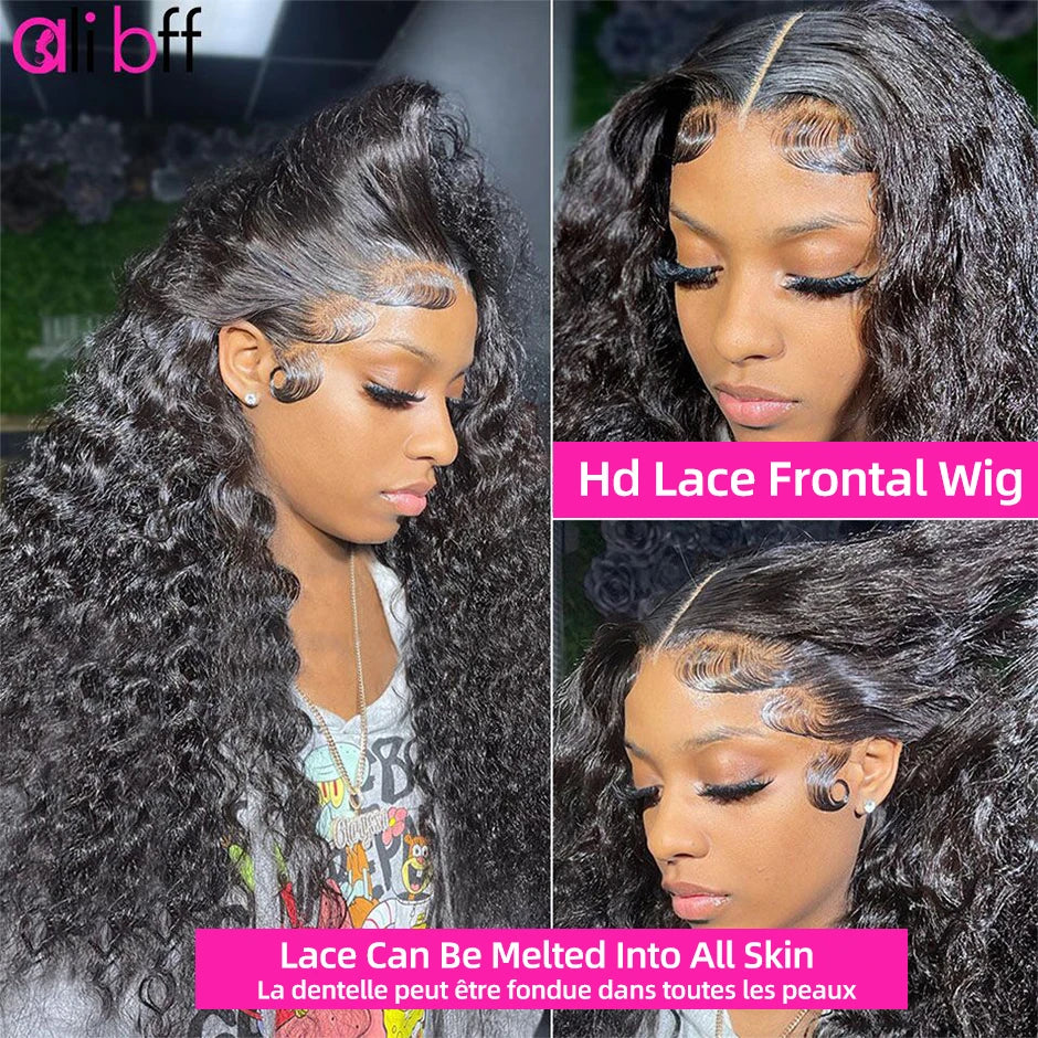 Deep Wave Frontal Wig Human Hair Lace Frontal Wig 13x4/13x6 HD Transparent Lace Front Wigs For Women Brazil Deep Curly Lace Wigs